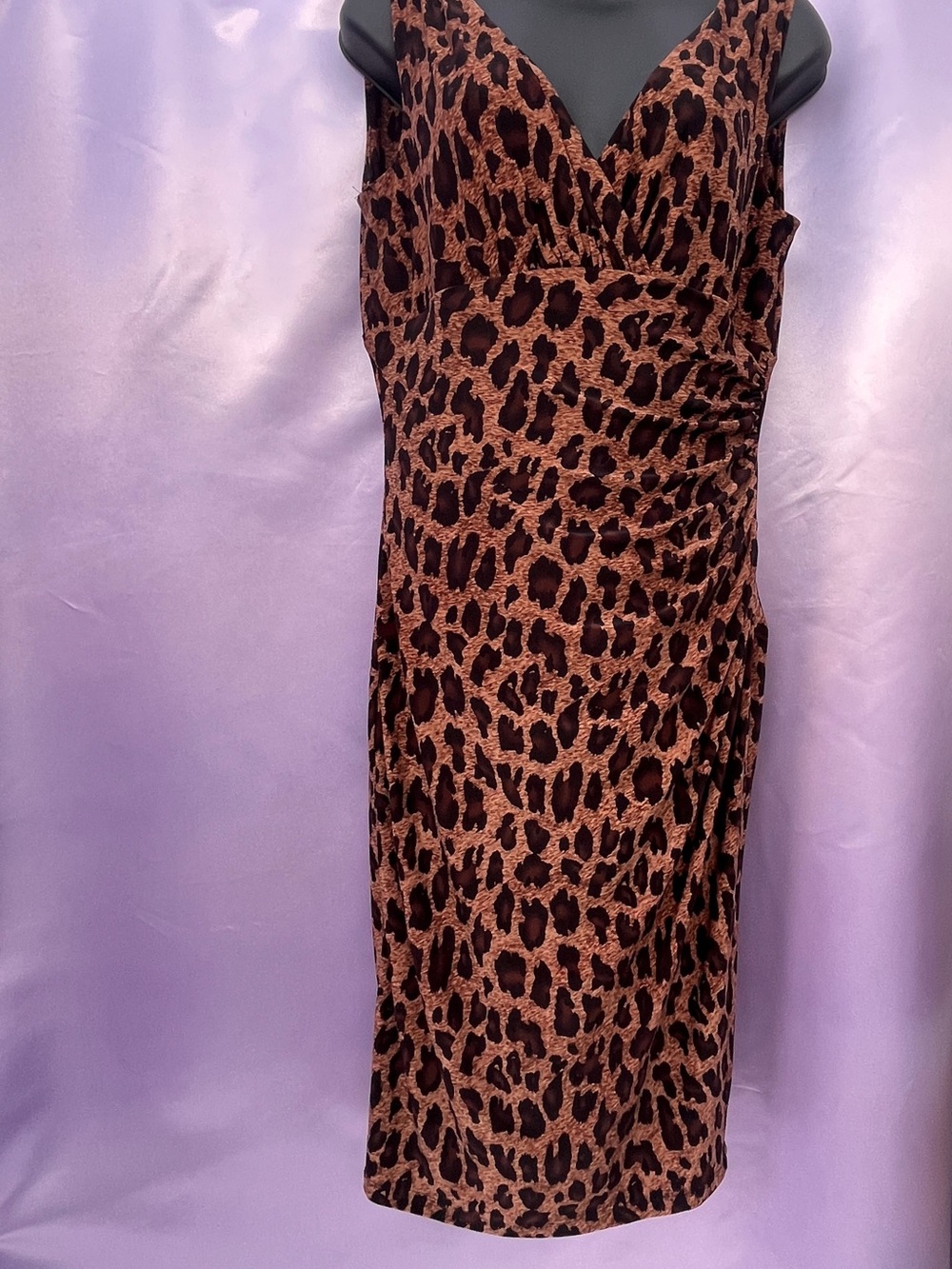 Lauren Ralph Lauren Brown and Black Leopard Print Midi Dress
